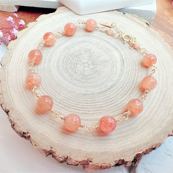 New Sunstone Gold Bracelet | 14k Gold Filled - Picture 1 of 7